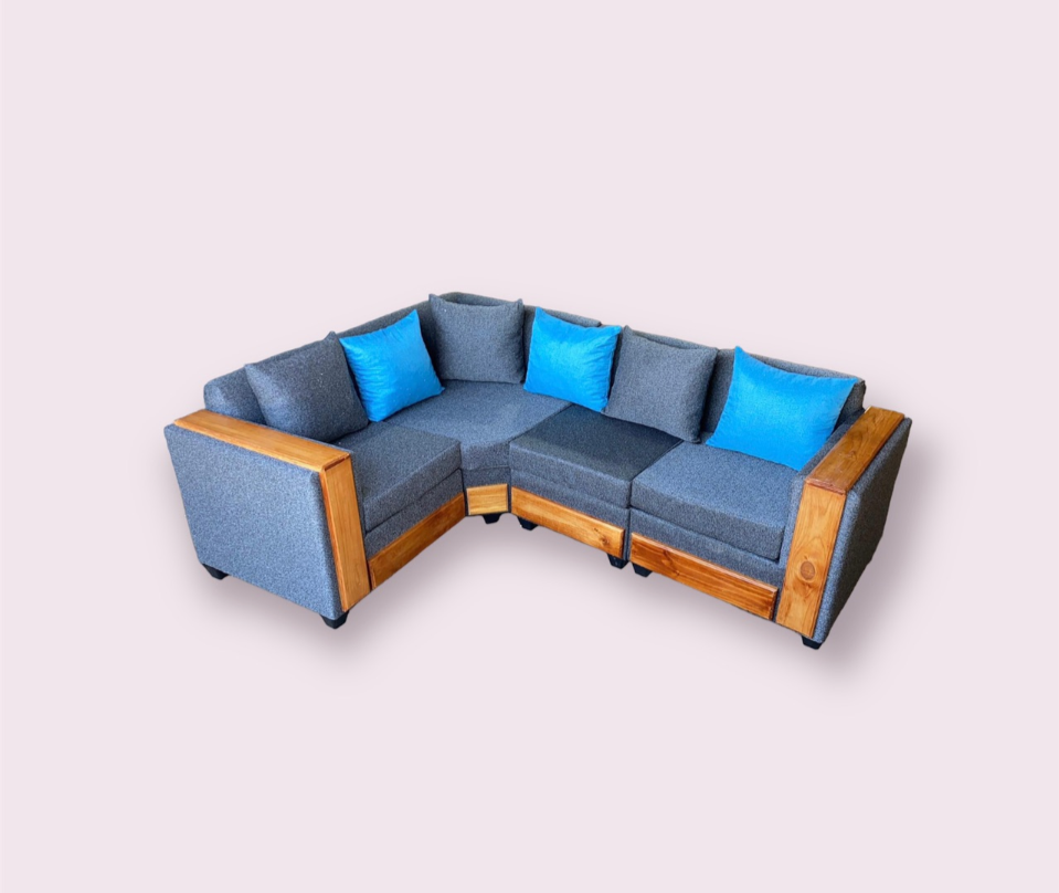 Seccional azul fabricado por Kemly Muebles